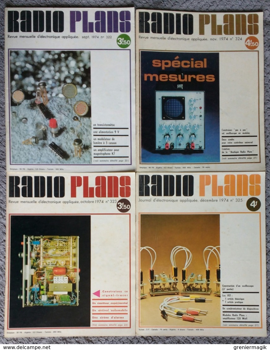 Radio Plans Année 1974 Complète 12 Numéros - Electronique Loisirs - Du N°314 Au 325 - Sonstige Bauteile