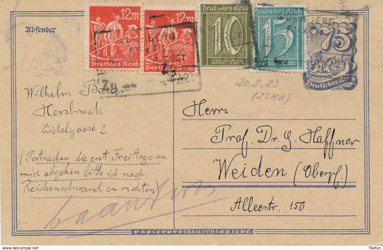 Deutsches Reich - 1922/3 - 4x Postreiter Postkarte + Extra Stamps - All Used - Andere & Zonder Classificatie