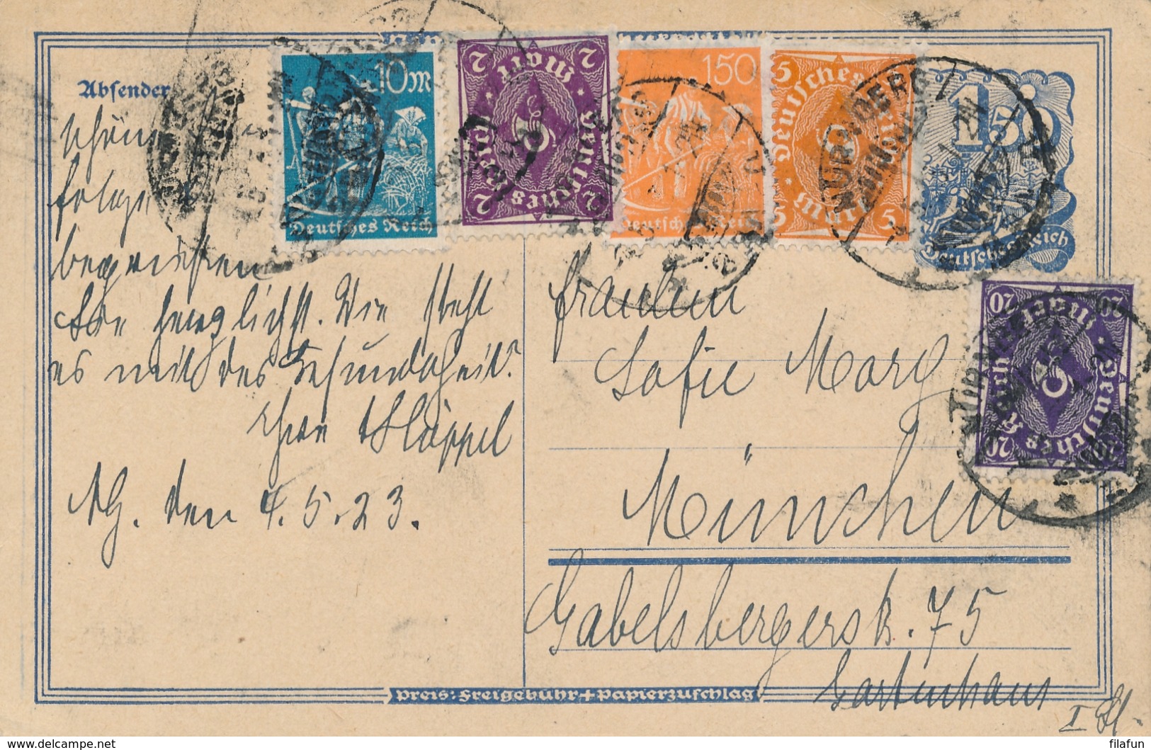 Deutsches Reich - 1922/3 - 4x Postreiter Postkarte + Extra Stamps - All Used - Andere & Zonder Classificatie