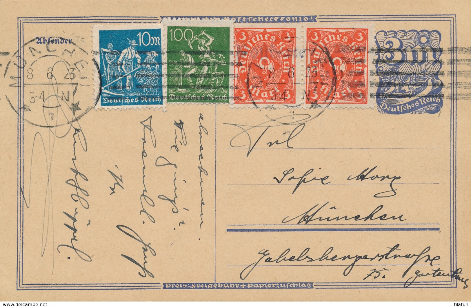 Deutsches Reich - 1922/3 - 4x Postreiter Postkarte + Extra Stamps - All Used - Andere & Zonder Classificatie