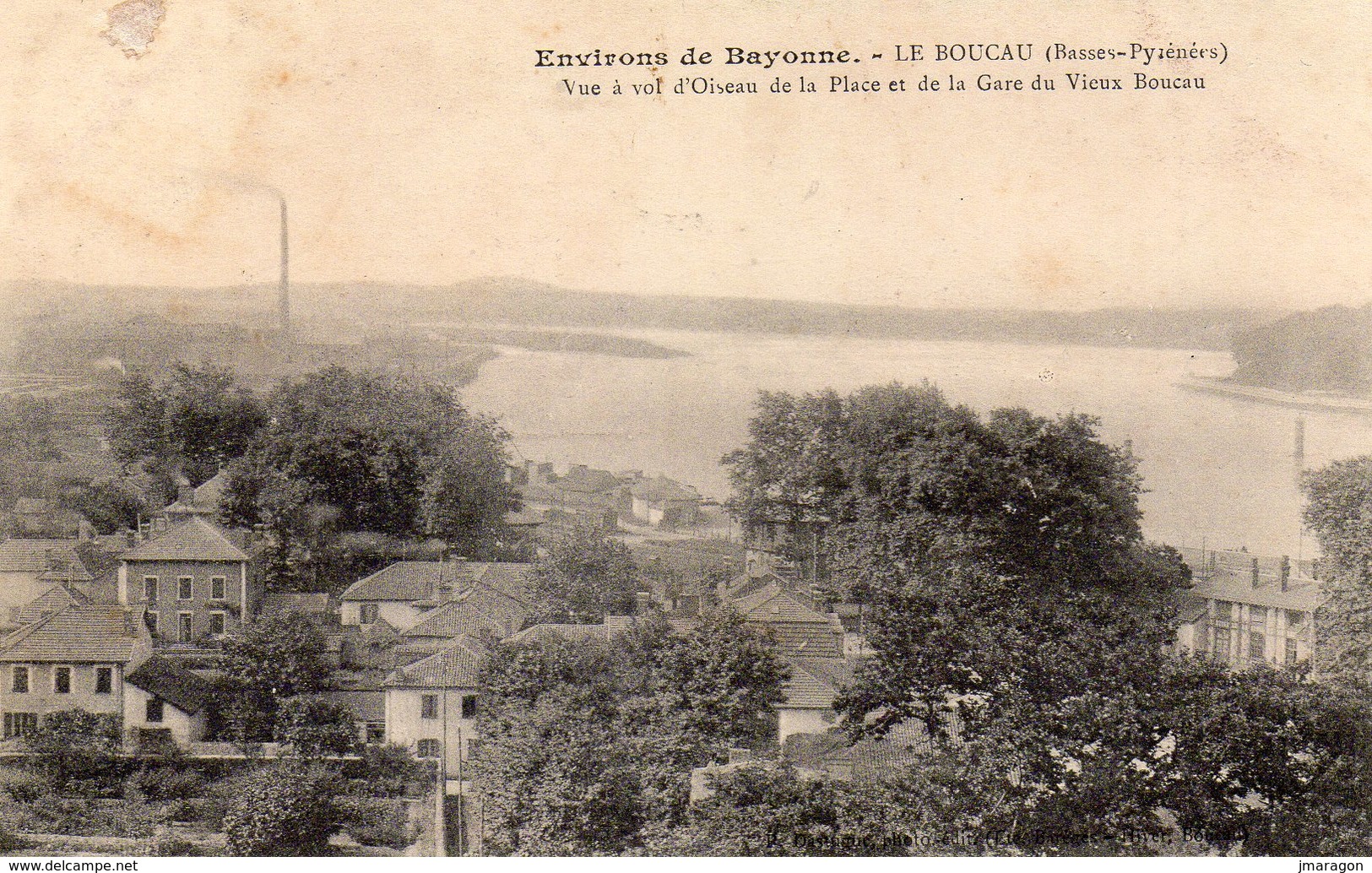 BOUCAU - Vue à Vol D'oiseau De La Place Et De La Gare - Correspondance Militaire - Tbe - Boucau