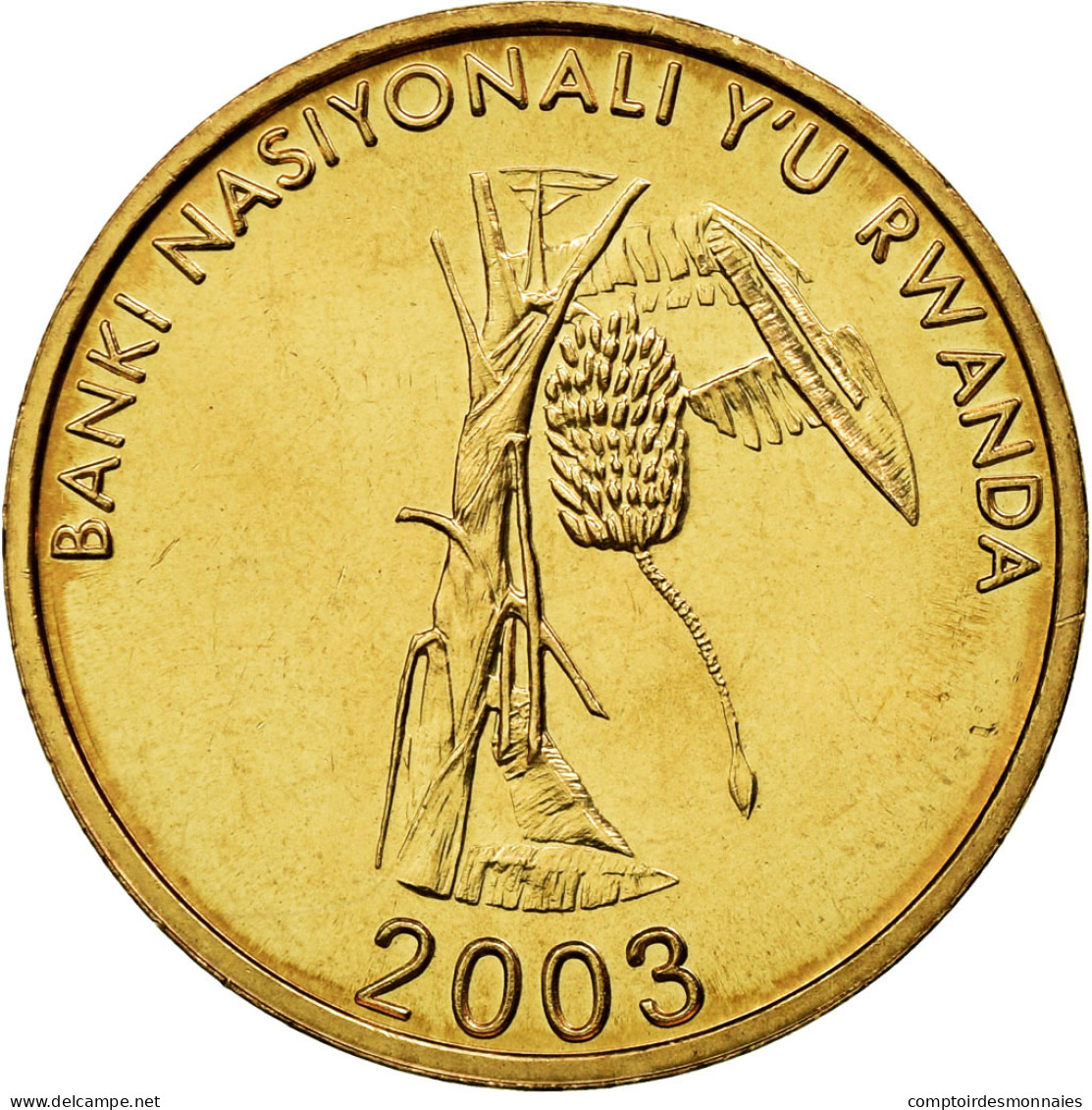 Monnaie, Rwanda, 10 Francs, 2003, TTB+, Brass Plated Steel, KM:24 - Rwanda