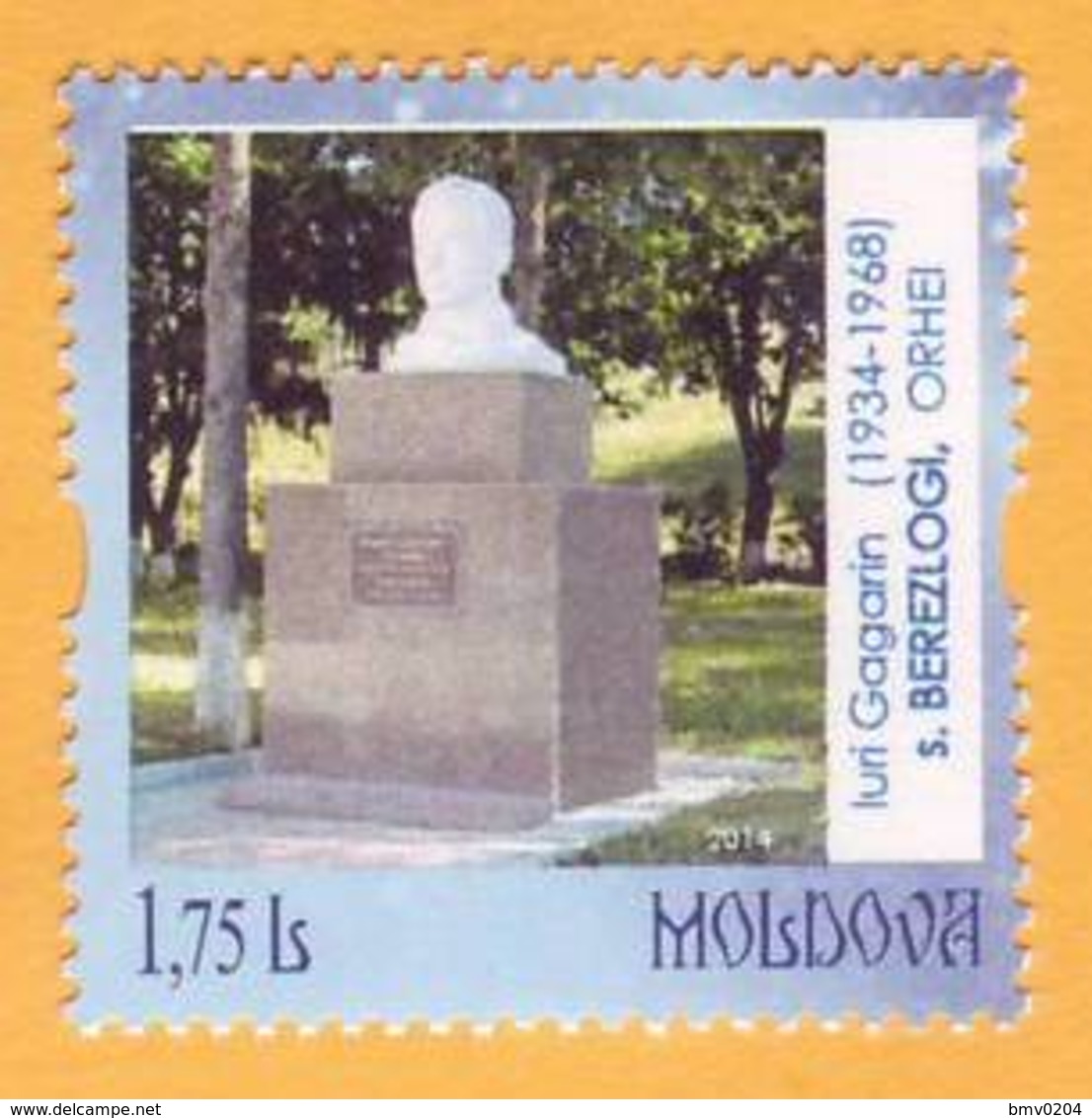 2014  Moldova Moldavie Yuri Gagarin Monument. Village Berezlogi. Personalized Stamp. Space. - Moldova