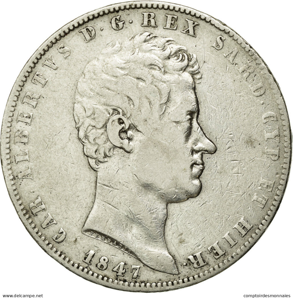 Monnaie, États Italiens, SARDINIA, Carlo Alberto, 5 Lire, 1847, Torino, TB+ - Italian Piedmont-Sardinia-Savoie