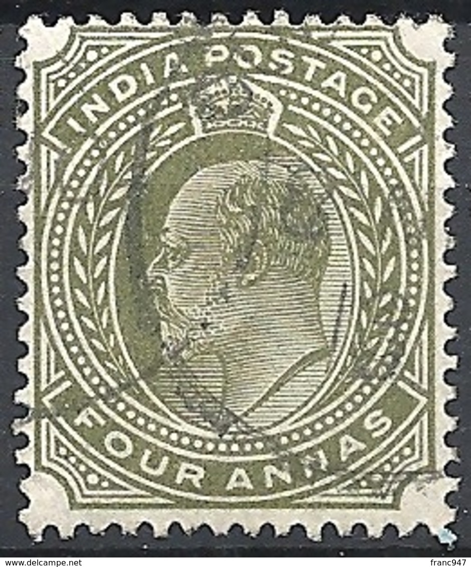 India, 1902 King Edward VII 4a Olive Wmk Star # S.G. 128 - Michel 61 - Scott 66  USED - 1902-11 King Edward VII