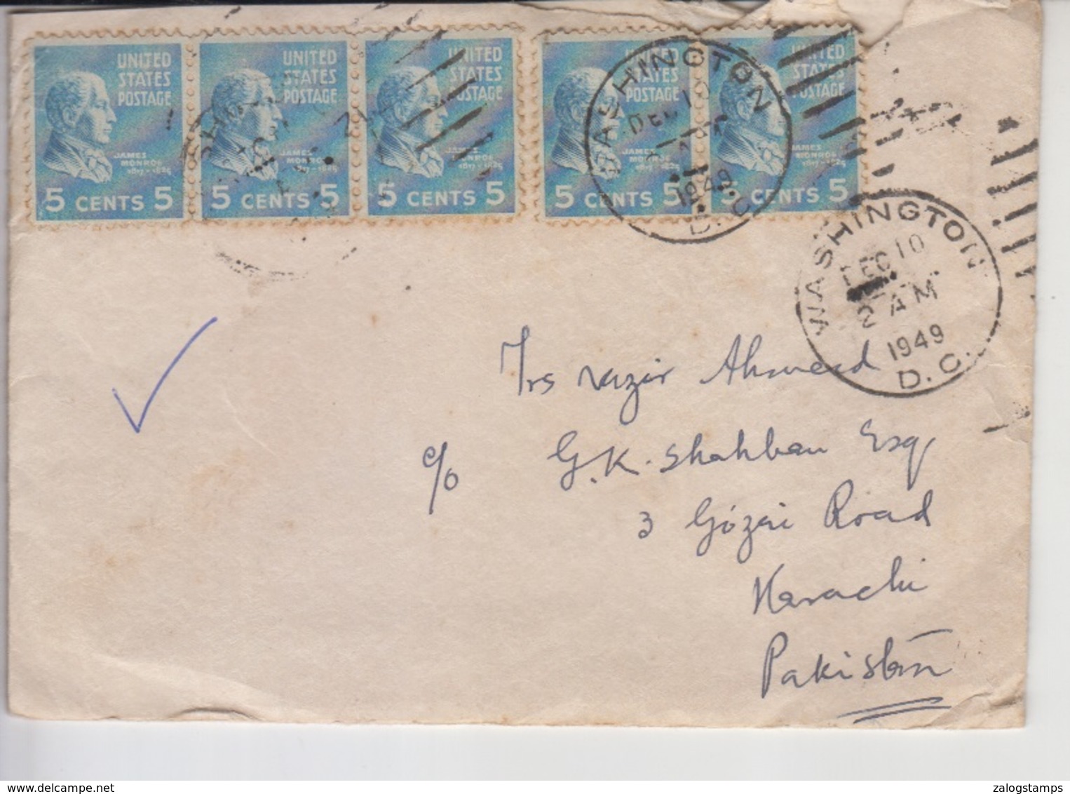 USA Old Cover To Pakistan   (A-1001) - Briefe U. Dokumente