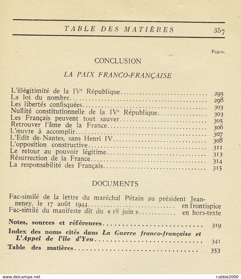 L APPEL DE L ILE D YEU 1951 LOUIS DOMINIQUE GIRARD LIVRE ANTI GENERAL DE GAULLE ET PRO  MARECHAL PHILIPPE PETAIN - History