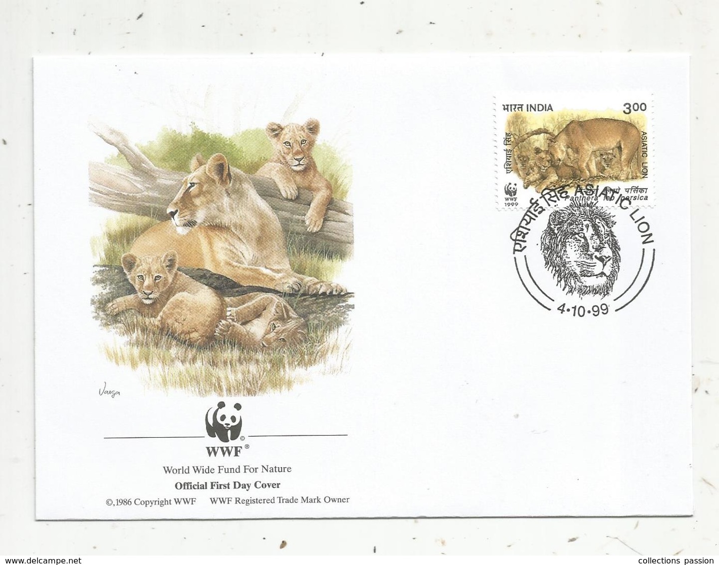 Lettre , 1 Er Jour,official First Day Cover , WWF , India, Inde, 1999, Asiatic Lion - FDC