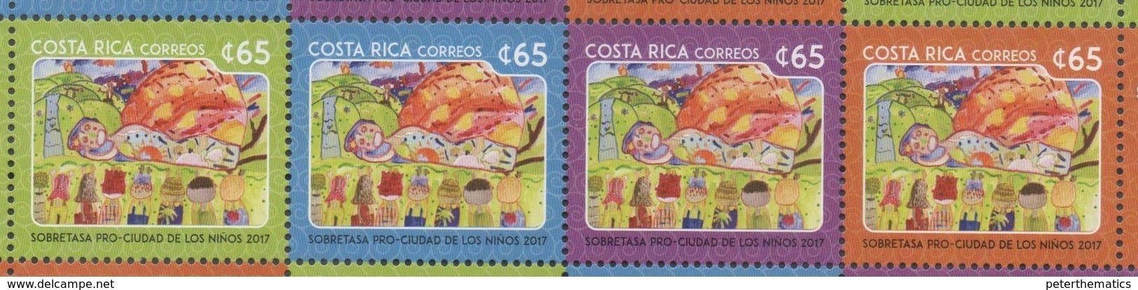 COSTA RICA, 2017, MNH, SURTAX FOR CHILDREN, DRAWINGS, 4v - Other & Unclassified