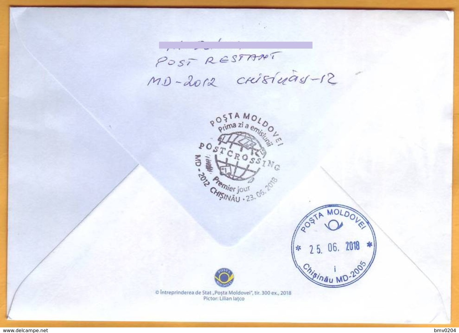 2018 Moldova Moldavie FDC Postcrossing Used Posta A Mail Box, A Globe, Letters - Moldova