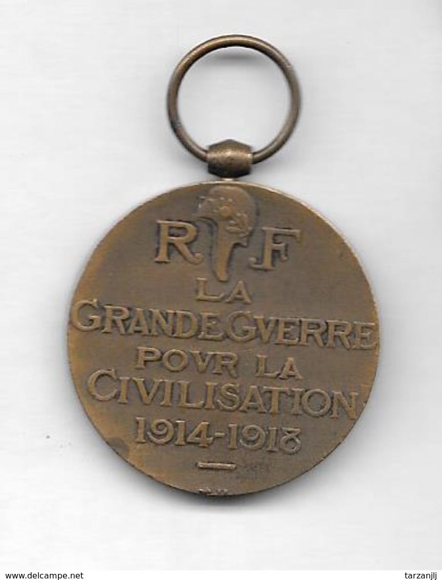 Médaille Décoration Militaire La Grande Guerre Pour La Civilisation WW1 - France