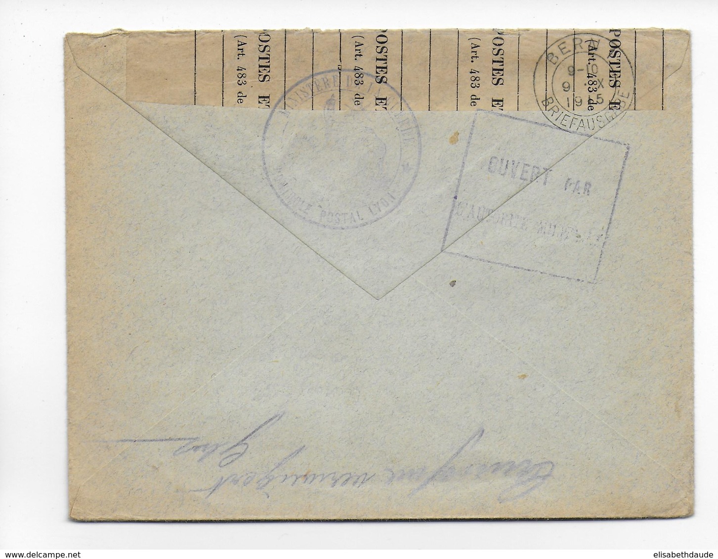 1915 - ENVELOPPE FM Du 141°RI CENSUREE => BERN (SUISSE) SANS COMPLEMENT =>TAXE => REFUSEE => UNGÜLTIG (ANNULATION) - Poststempel