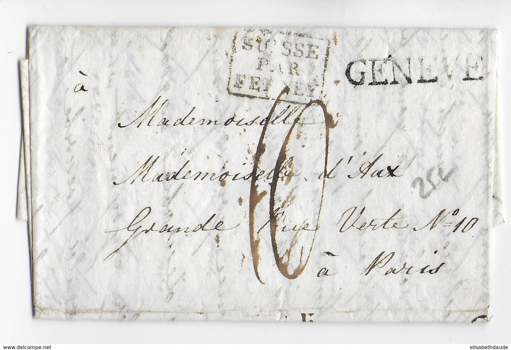 1825 - LETTRE De GENEVE => PARIS Avec ENTREE SUISSE Par FERNEY - ...-1845 Vorphilatelie