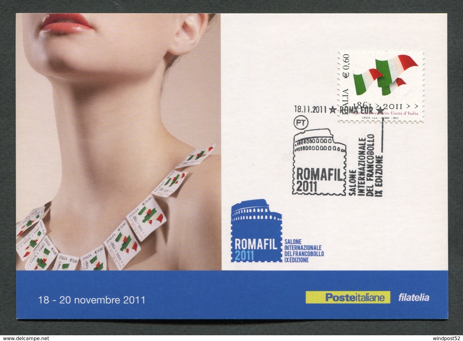 ITALIA FDC CARTOLINA POSTALE 2011 - ROMAFIL 2011- SALONE INTERNAZIONALE DEL FRANCOBOLLO - 140 - Maximumkarten (MC)