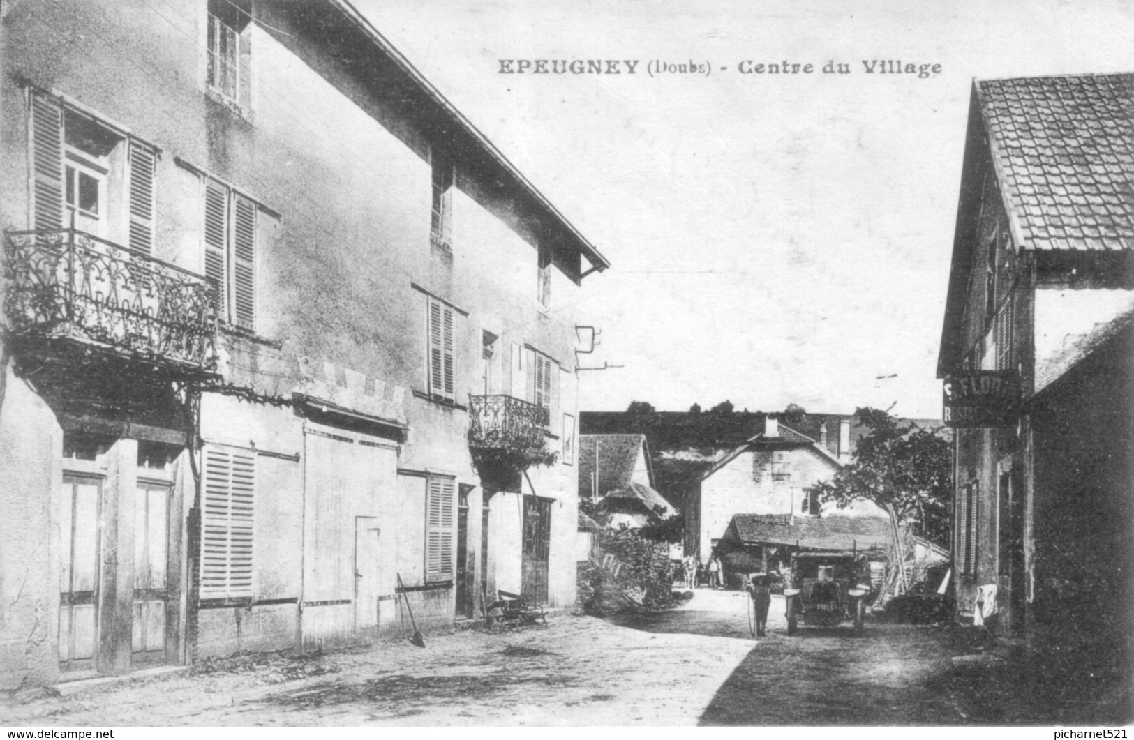 CPA De EPEUGNEY (Doubs) - Centre Du Village. Circulée En 1928. Bon état. - Autres & Non Classés