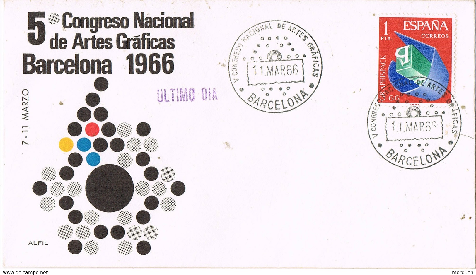 31142. Carta BARCELONA 1966. Congreso Artes Graficas. GRAPHISPACK 66 - Cartas & Documentos