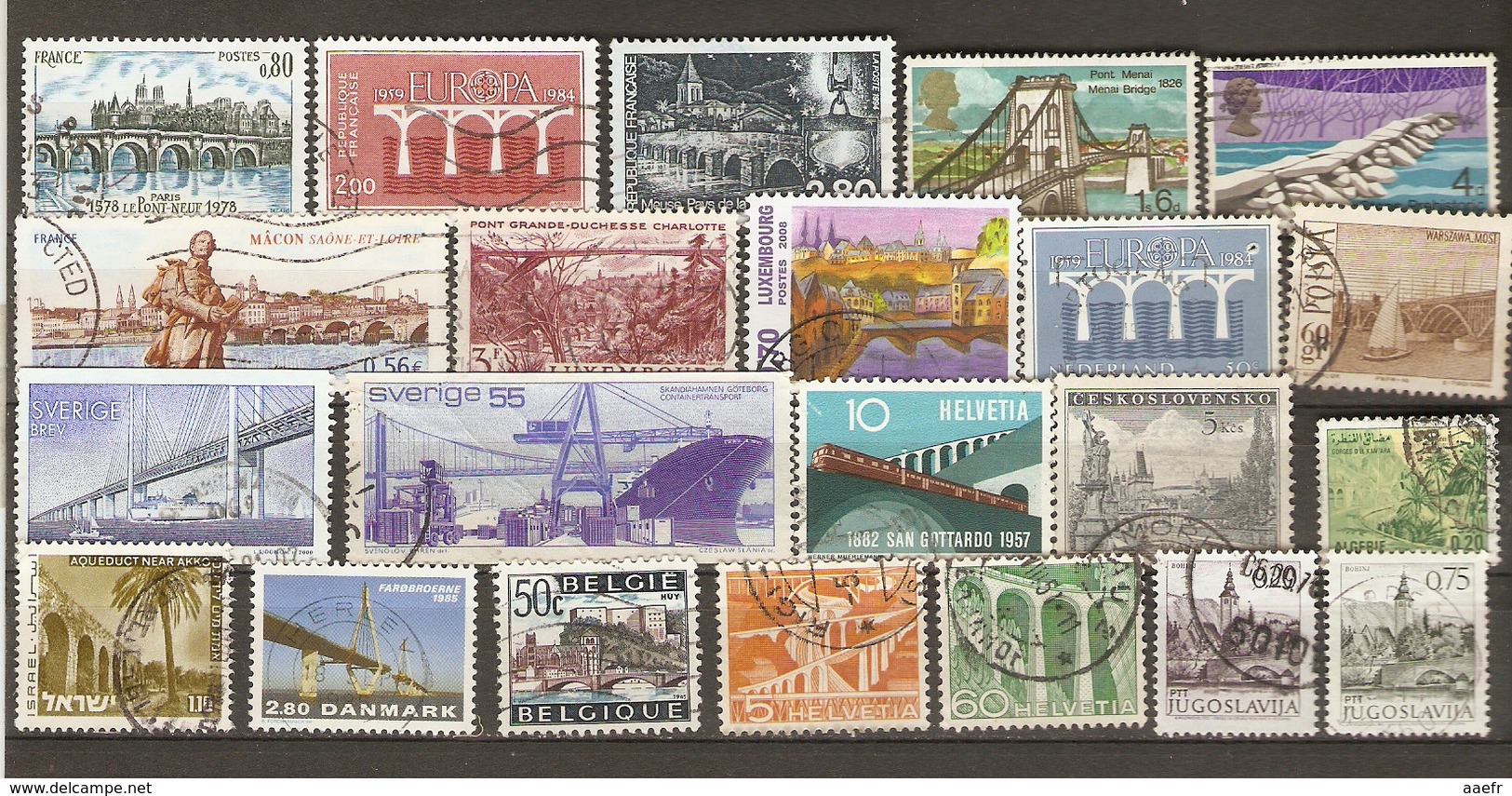 PONTS Et VIADUCS - Petit Lot De 85 Timbres Différents Oblitérés - Monde - 4 Scans - Vrac (max 999 Timbres)