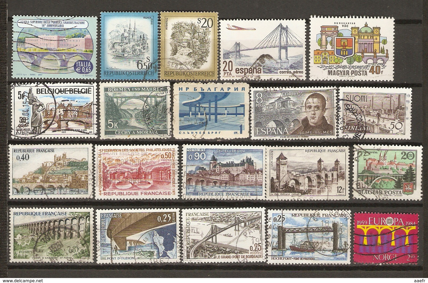 PONTS Et VIADUCS - Petit Lot De 85 Timbres Différents Oblitérés - Monde - 4 Scans - Vrac (max 999 Timbres)