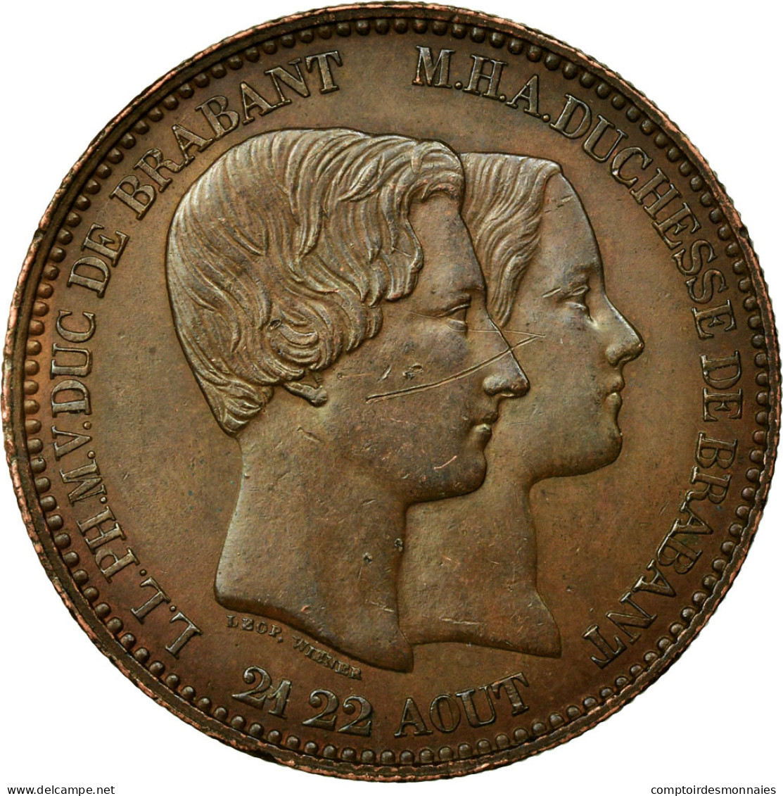 Monnaie, Belgique, 10 Centimes, 1853, TTB+, Cuivre, KM:1.1 - 10 Centimes
