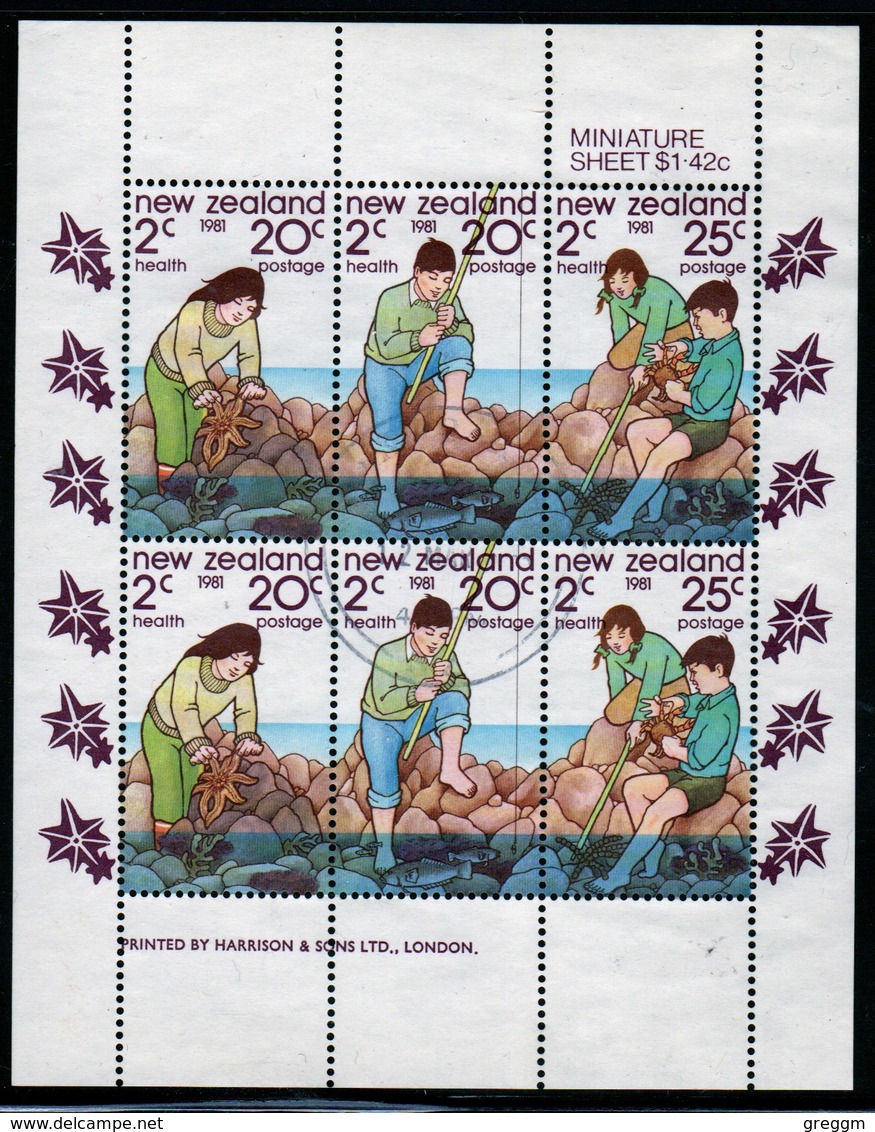 New Zealand 1981 Health Issue Children Playing By The Sea Mini Sheet - Blocks & Sheetlets