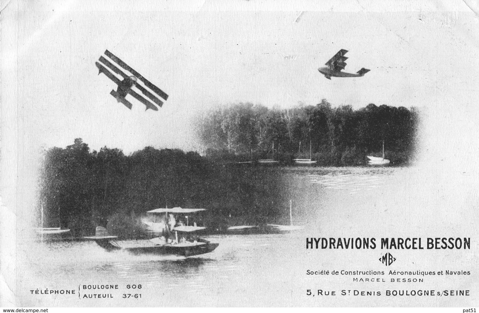 92 - Boulogne Sur Seine : AVIATION - Hydravion Marcel BESSON - Constructions Aéronautiques - Boulogne Billancourt