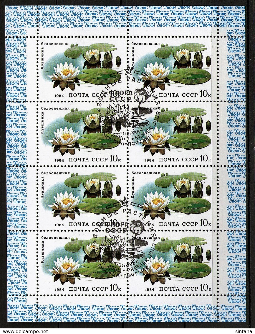 Sowjetunion/Russia 1984 Mi.5384 Wasserpflanzen-Seerose/ Sc.5254 A Flowers Gestempelt/used - Blocks & Sheetlets & Panes