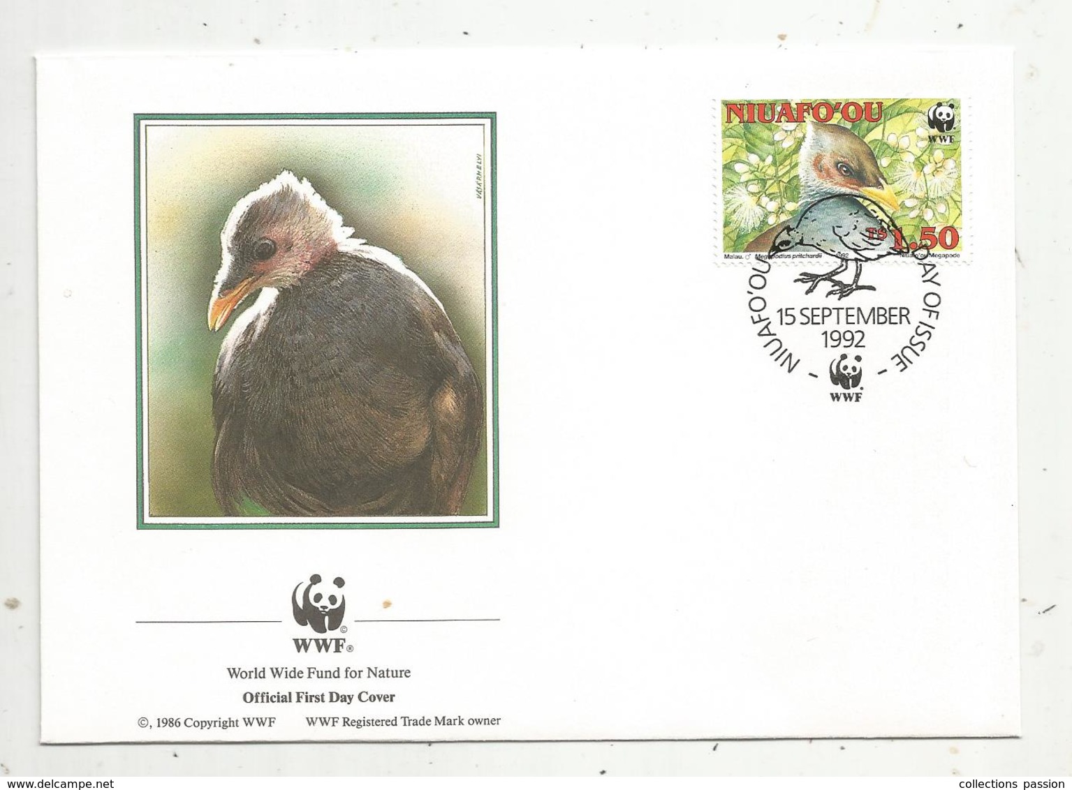 Lettre , 1 Er Jour,official First Day Cover , WWF , Tonga ,Niuafo'ou , 1992 ,  Niuafo'ou Megapode - Tonga (1970-...)