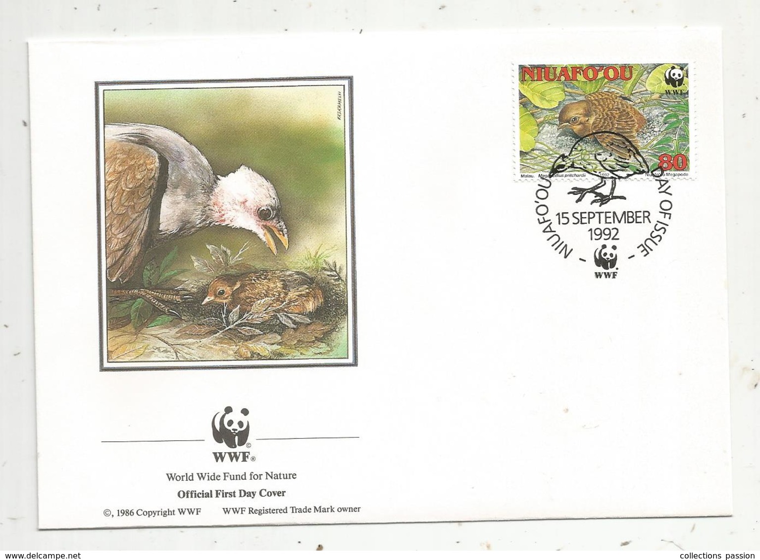 Lettre , 1 Er Jour,official First Day Cover , WWF , Tonga ,Niuafo'ou , 1992 ,  Niuafo'ou Megapode - Tonga (1970-...)