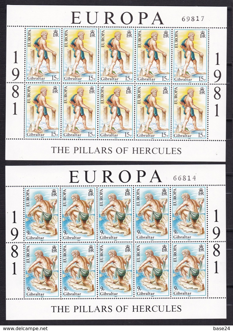 1981 Gibilterra Gibraltar EUROPA CEPT EUROPE 10 Serie Di 2v. MNH** In Minifoglio 2 Minisheets - 1981