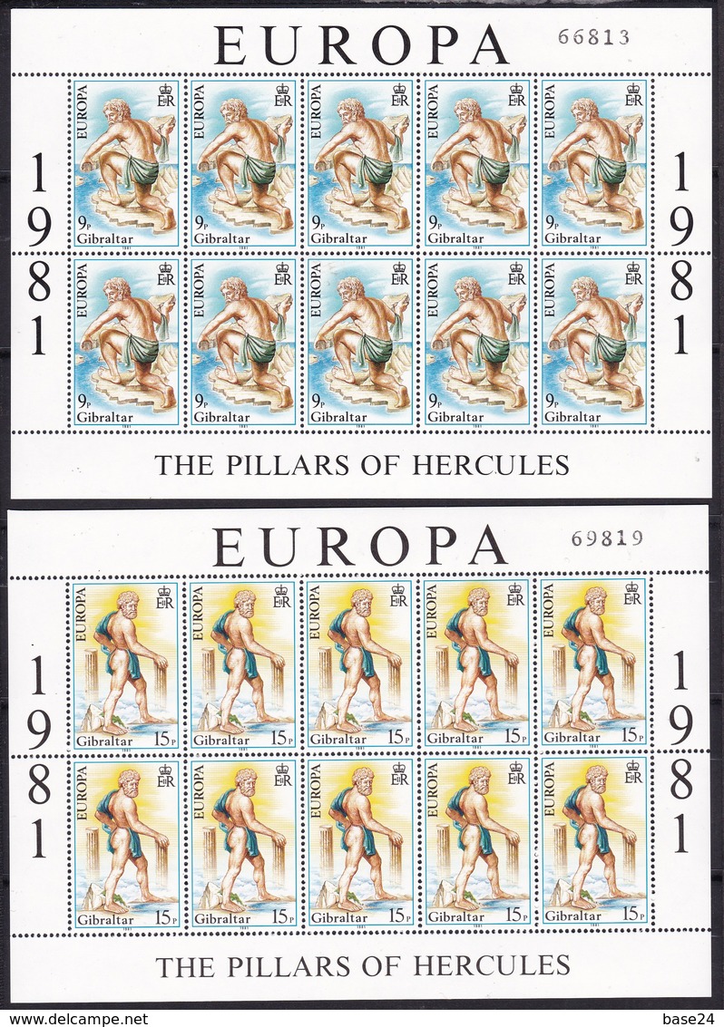 1981 Gibilterra Gibraltar EUROPA CEPT EUROPE 10 Serie Di 2v. MNH** In Minifoglio 2 Minisheets - 1981