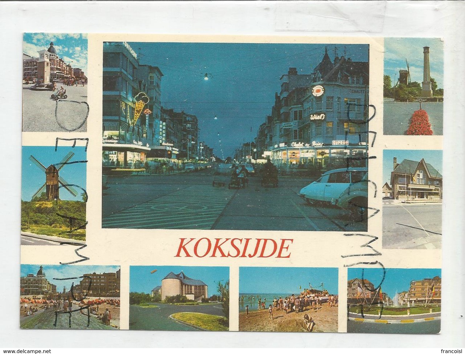 Coxyde/ Koksijde. Carte Mosaïque. Moulin, église, Plage, ... - Koksijde