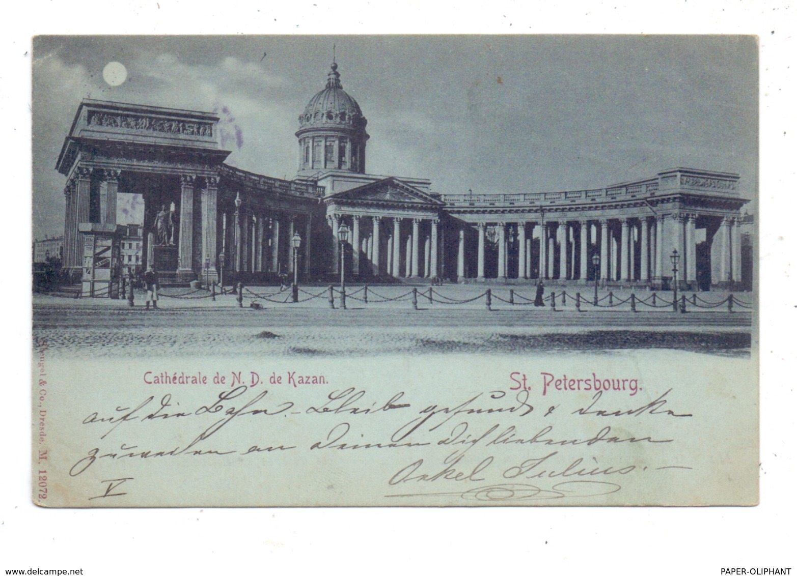 RU 190000 SANKT PETERSBURG, Kazan Kathedrale, 1899, Petersburger Nummernstempel, Mondschein-Karte - Russland