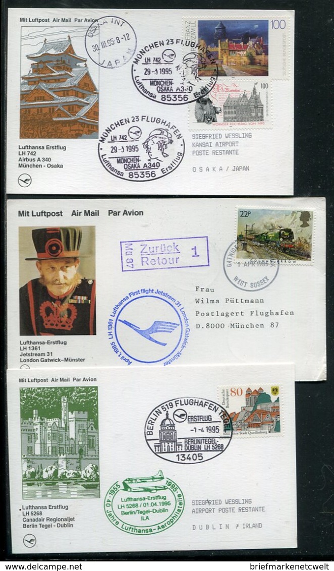 Weltweit / Lot Mit 8 Erstflugbelegen (5/045-50) - Vrac (max 999 Timbres)