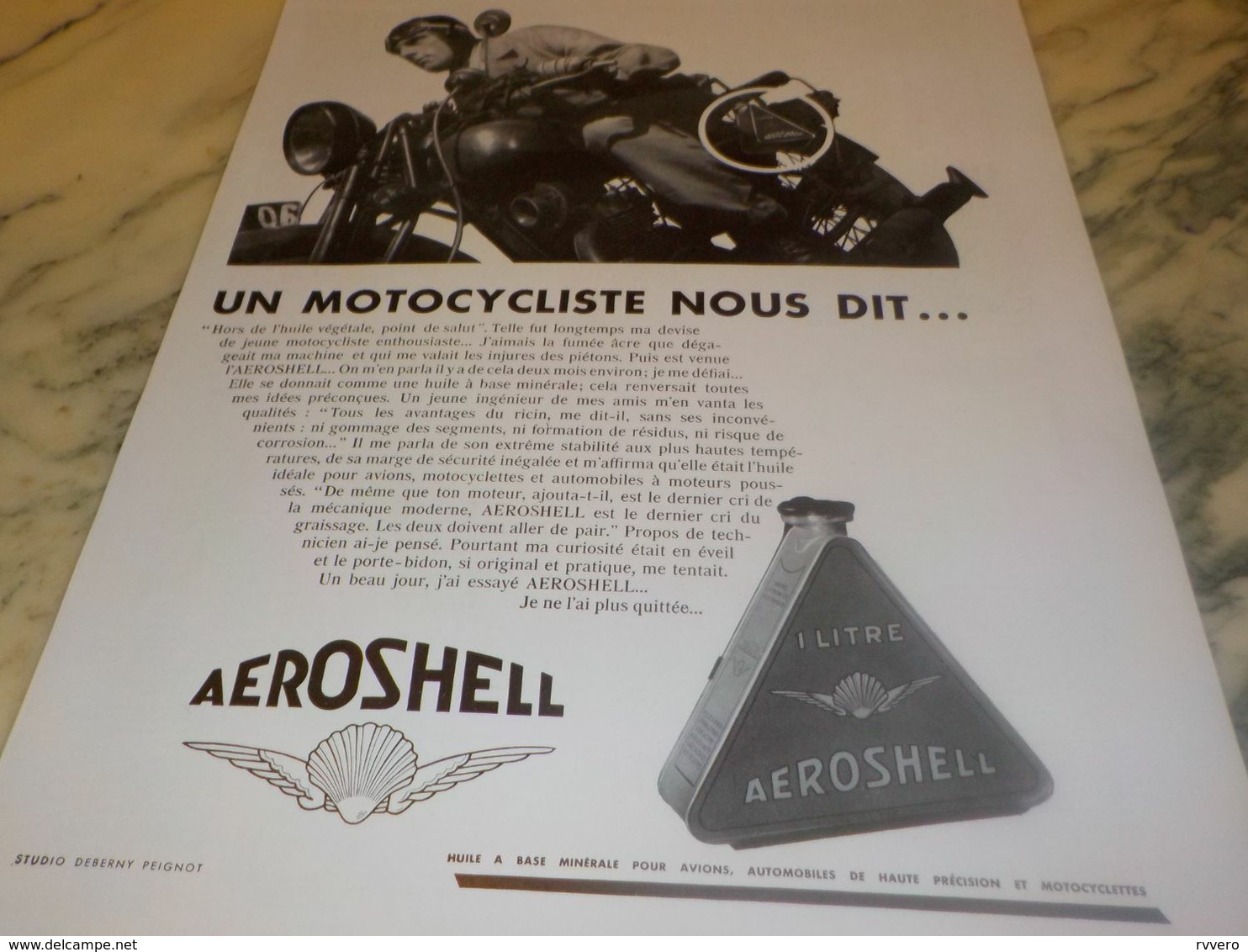 ANCIENNE PUBLICITE UN MOTOCYCLISTE NOUS DIT AEROSHELL 1932 - Autres & Non Classés