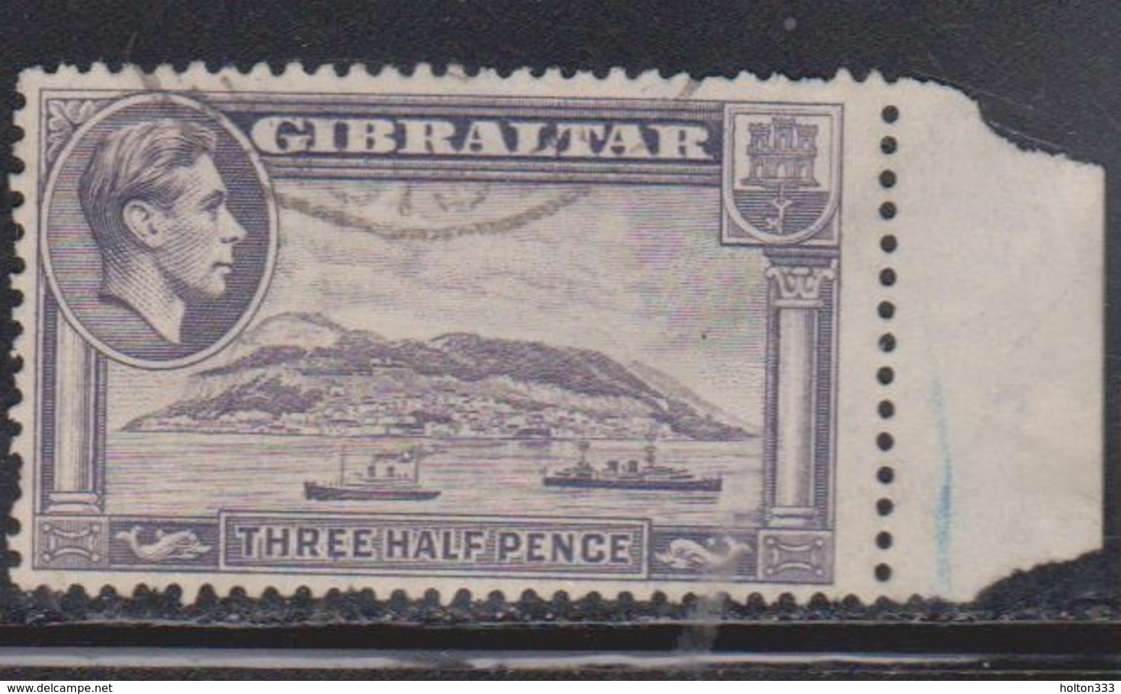 GIBRALTAR Scott # 110 Used - KGVI & Ships - Gibraltar