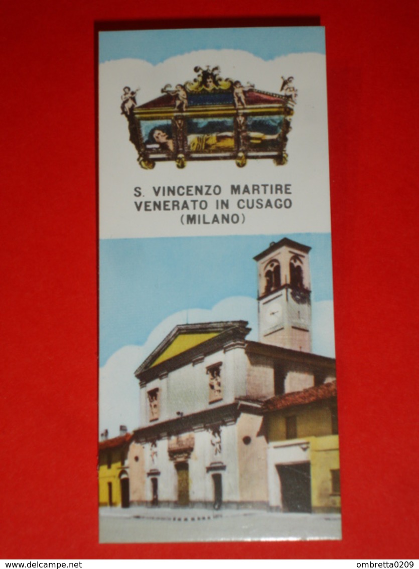 S.VINCENZO Martire CORPO SANTO /veduta Chiesa Dei Santi Fermo E Rustico In CUSAGO,Milano/ Santino Locale Cm.10 X 4,5 - Santini