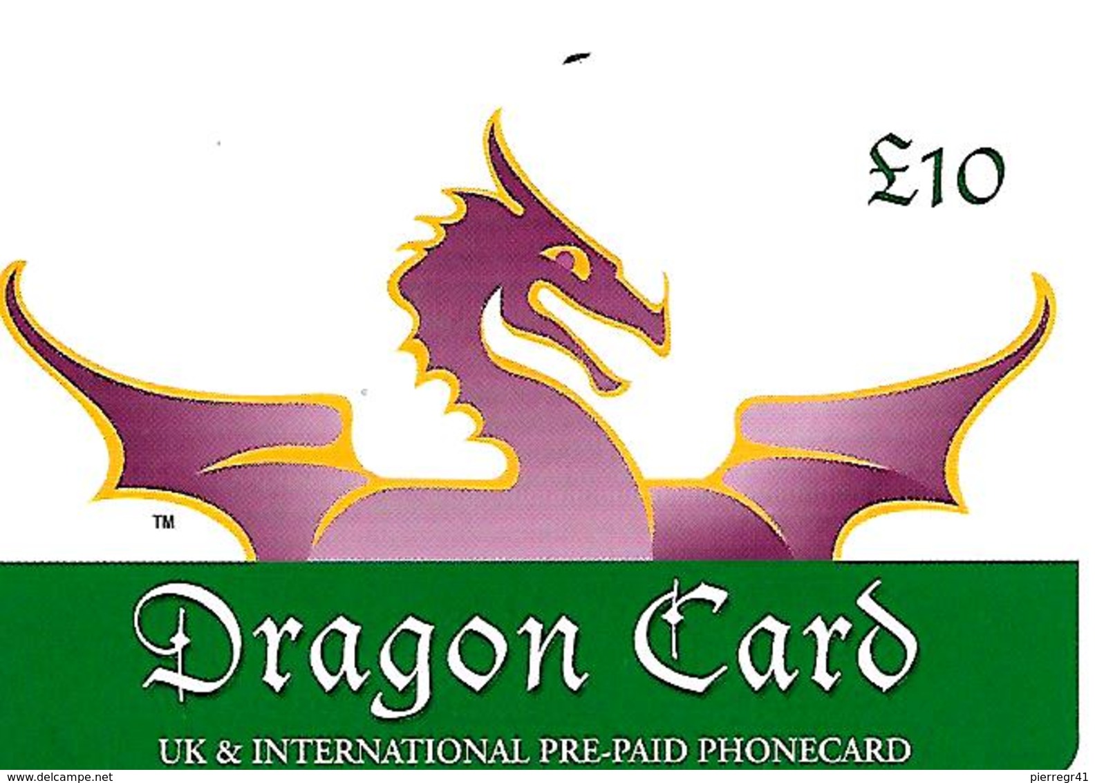 CARTE+PREPAYEE-10£-DRAGON CARD-GB-Plastic Fin-GRATTE- TBE - Autres & Non Classés