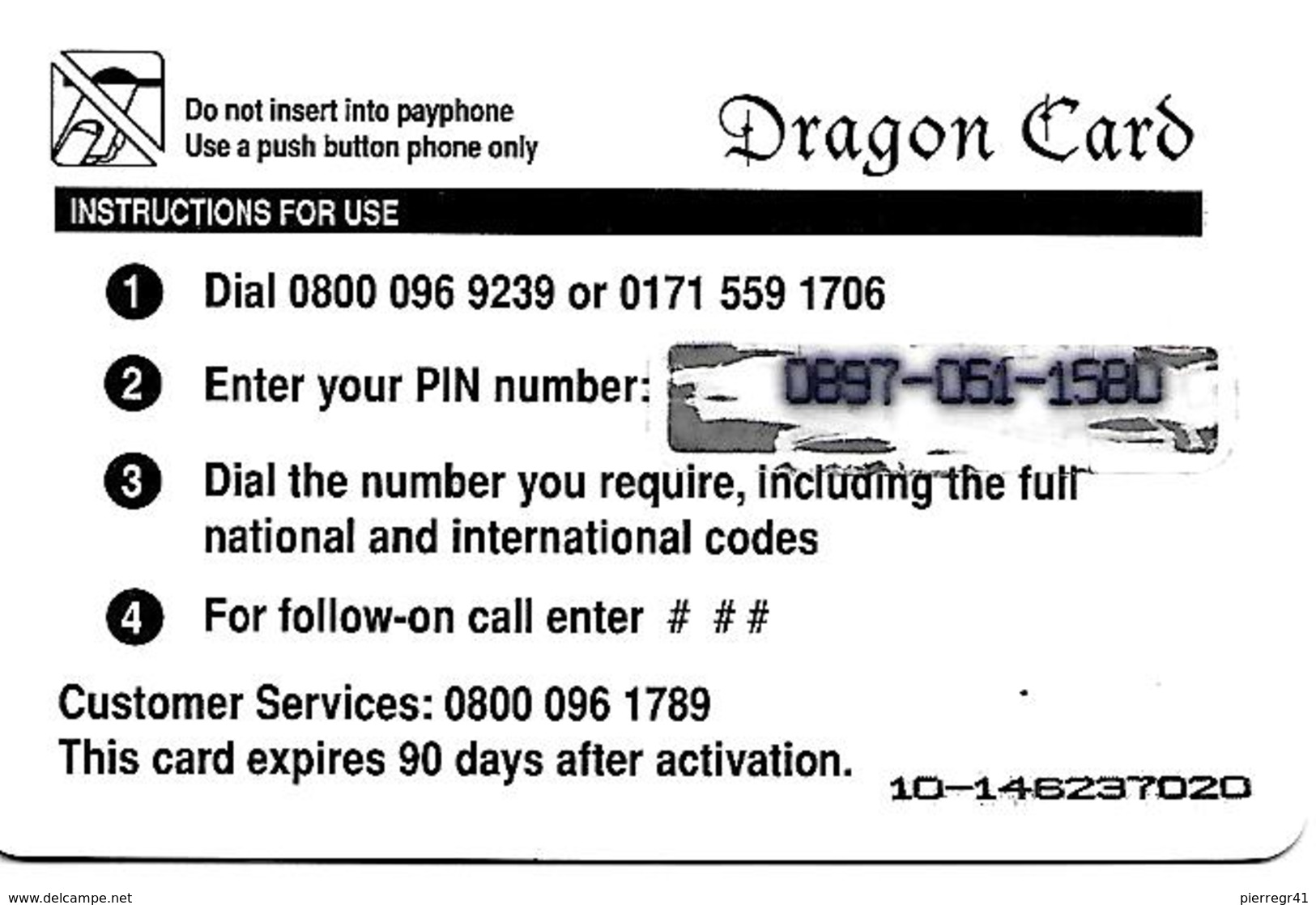 CARTE+PREPAYEE-10£-DRAGON CARD-GB-Plastic Fin-GRATTE- TBE - Autres & Non Classés