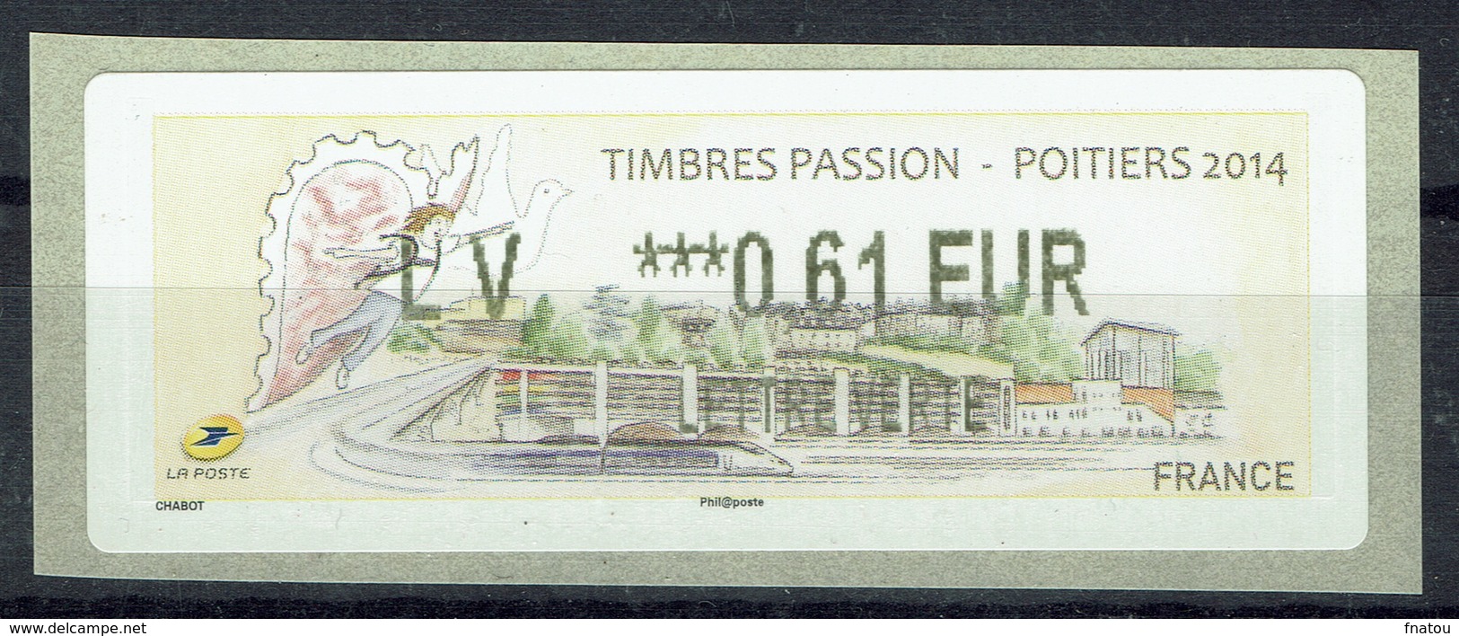 France, ATM Label, "Timbres Passion - Poitiers", 2014, 0,61€, MNH VF - 2010-... Vignette Illustrate