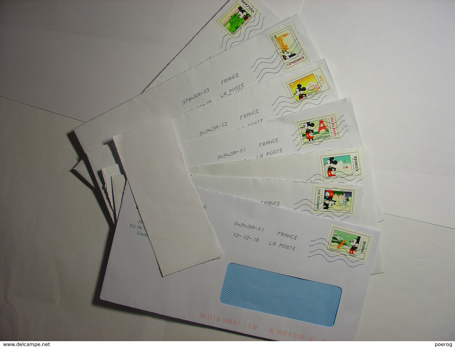 LOT 7 TIMBRES OBLITERES SUR ENVELOPPES FRANCE - MICKEY MOUSE WALT DISNEY - SUR ENVELOPPES - EXPRESSIONS - Disney