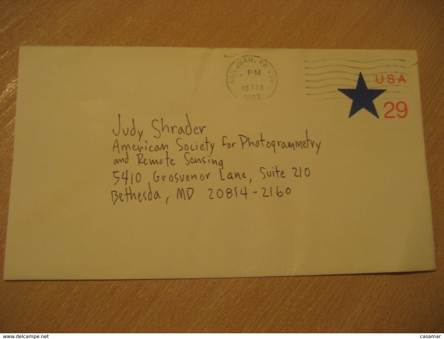 SAN JUAN 1992 To Bethesda Cancel Postal Stationery Cover USA PUERTO RICO - Sonstige & Ohne Zuordnung