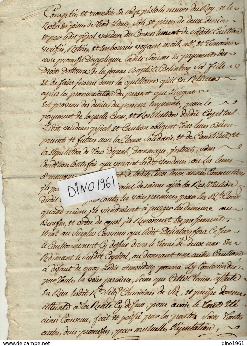 VP14.182 - TANINGES - Acte De 1768 - Rente Concernant Des Religieux De La Chartreuse De Mélan - Manuscripts