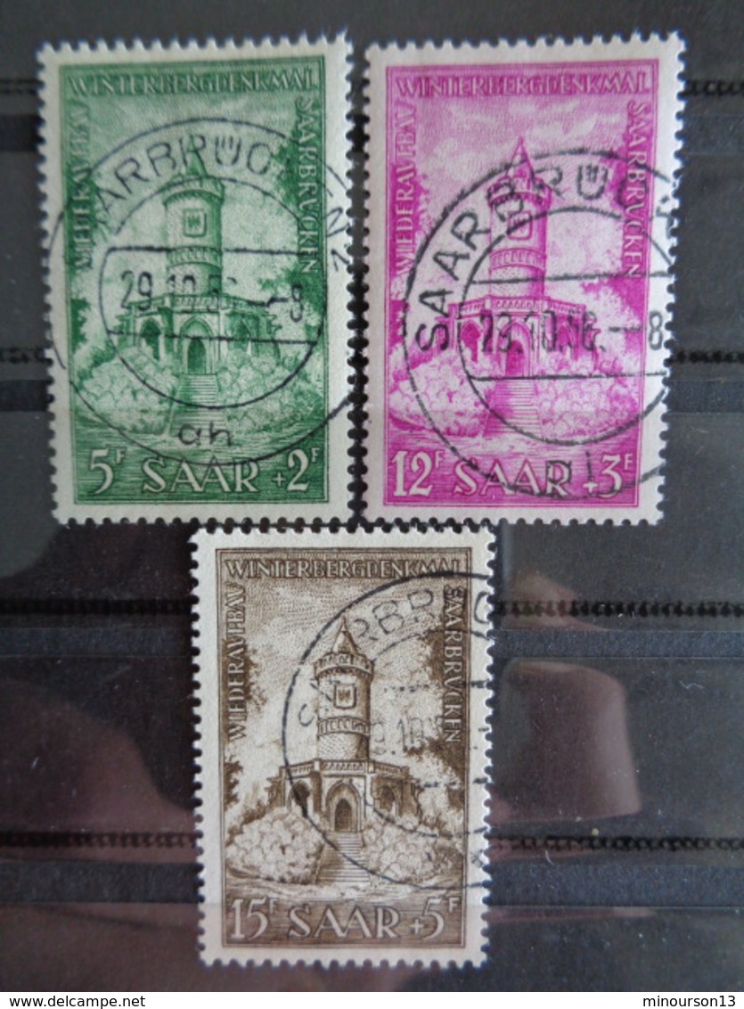 SARRE 1956 Y&T N° 355 à 357 OB - AU PROFIT DU FONDS DE RECONSTRUCTION DES MONUMENTS SARROIS - Used Stamps