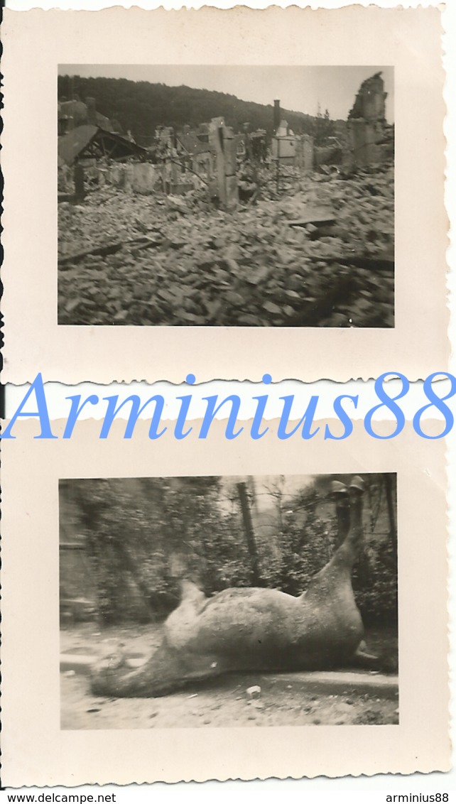 Campagne De France 1940 - Breteuil (Oise) - Maisons Détruites Et Cheval Mort - Ville Bombardée - Westfeldzug - Wehrmacht - Guerra, Militari