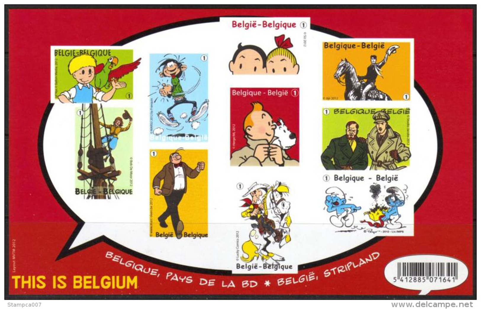 OCB Nr 4258/67 BL201 NON DENTELE (sansN°) ONGETAND (zonderNr) Strip Tintin Kuifje Schtroumpf Smurf Nero Blake & Mortimer - Andere & Zonder Classificatie