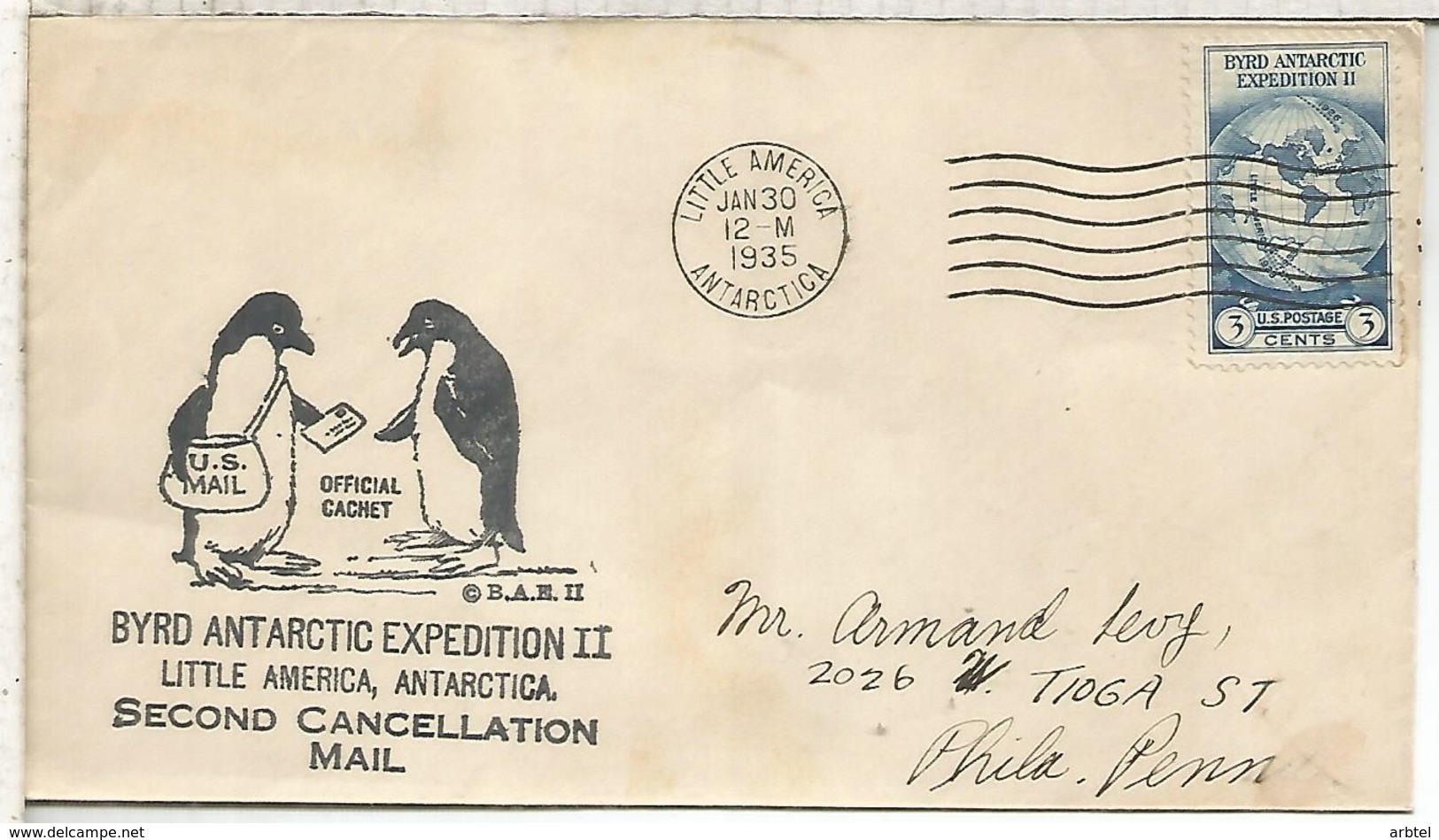 ESTADOS UNIDOS USA 1935 EXPEDICION ANTARTICA DE BYRD ANTARCTIC EXPEDITION LITTLE AMERICA - Expediciones Antárticas