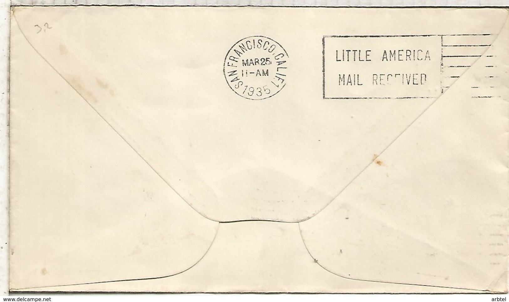 USA 1934 BYRD ANTARCTIC EXPEDITION LITTLE AMERICA POSTMAR WITH VERY RARE DATE 30 JAN 1934 INSTEAD USUAL 31 JAN - Expediciones Antárticas