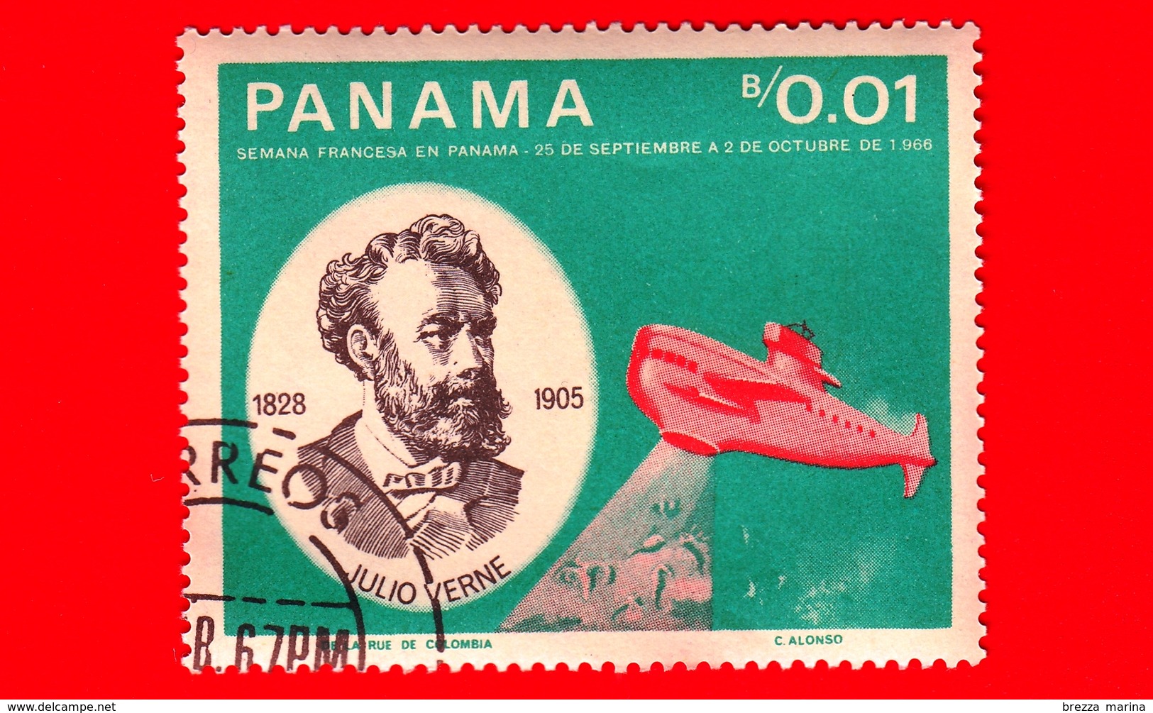 Nuovo - PANAMA - 1966 - Persone Famose - Giulio Verne - Nautilus - 0.01 - Panama