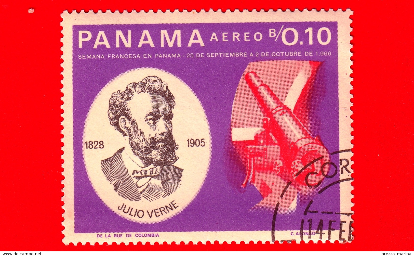 Nuovo - PANAMA - 1966 - Persone Famose - Giulio Verne - Telescopio - 0.10 - P. Aerea - Panama