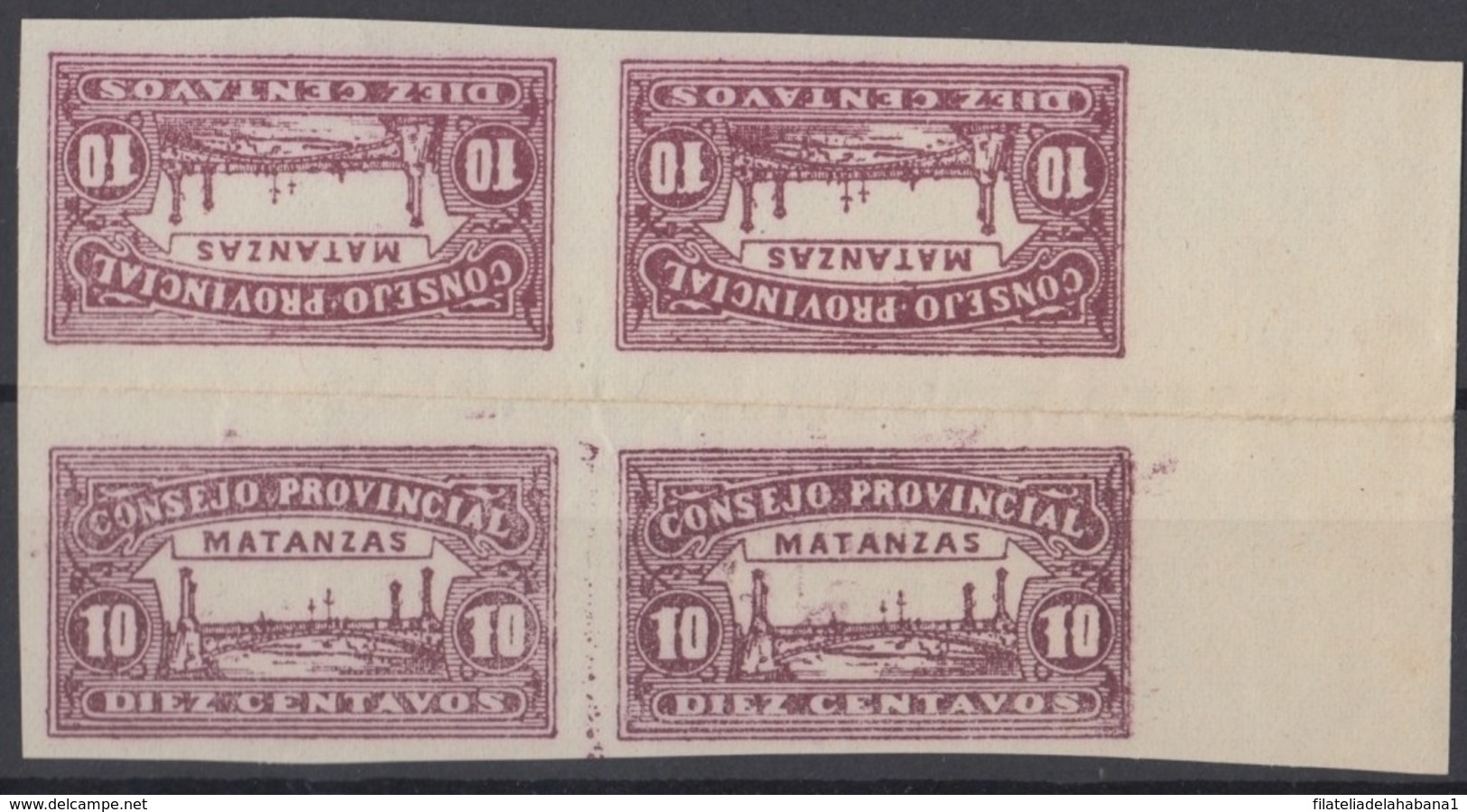 LOC-85 CUBA REPUBLICA. 1903. LOCAL REVENUE MATANZAS. 10c IMPERFORATED TETE BECHE NO GUM. - Strafport